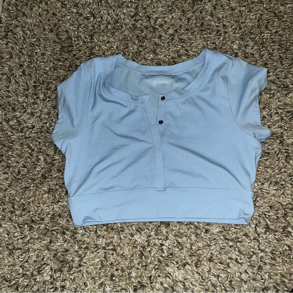 Aerie offline real me cropped Henley button up top size medium